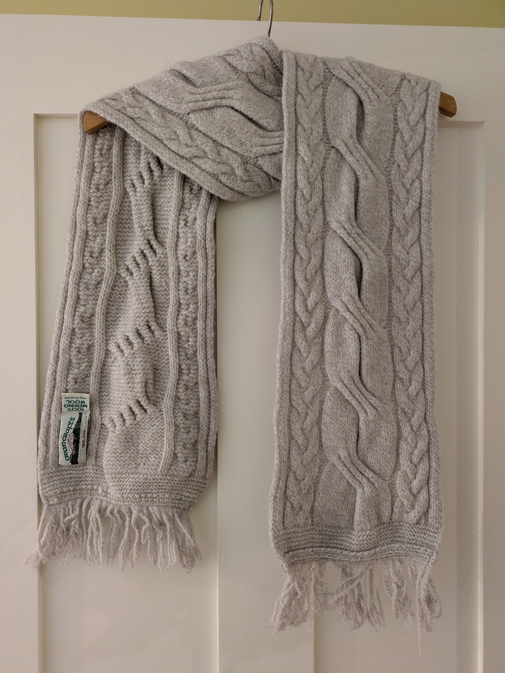 Aran Crafts Cable Knit Scarf in Light Gray